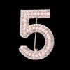 Estilo Coreano Pequeno Vento Gan Digital Cinco Peças Elegante Mini Pequena Pérola Strass Totalmente Diamante Fivela de Cinco Peças Broche de Presente Acessórios