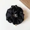 Flor de cabeça plissada de poá em malha dupla, elástico de cabelo, anel de cabelo de intestino grosso, corda de cabelo para coque versátil de alta classe, acessório de cabelo feminino