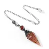 Comércio Exterior Novos Produtos Prata Antiga Cristal Colorido Pêndulo Pedra Semi-preciosa Pedra Colorida Resina Pêndulo Hexágono Cone Pingente