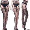 Conjunto de Liguero de Encaje Sexy para Mujer, Medias Sexys, Medias de Liguero sin Tentación con Calcetines, Talla Grande de Comercio Exterior