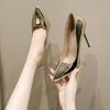 Sapatos de salto alto femininos 2025 primavera novos sapatos femininos bico fino boca rasa sapatos únicos sapatos femininos salto agulha sapatos da moda plus size comércio exterior
