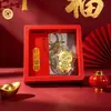 Llavero de oro macizo flor de dinero del Año de la Oveja, amuleto para teléfono con hilo rojo para el año zodiacal, regalo, fuente mayorista