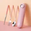 Conjunto de talheres de aço inoxidável 304 portátil essencial para estudantes em viagens antiderrapante silencioso resistente a quedas fofo conveniente talheres