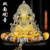 Nuevo Adorno de Coche con Vidrio para Consola Central Guanyin Interior del Coche Escritorio Frontal Perfume Bodhisattva Guanyin de Doble Cara Decoración de Instalación Segura