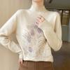 Ropa de punto de cuello redondo a media altura, nueva para Otoño e Invierno 2025, de alta resistencia, con diamantes calientes, moda simple y versátil, camiseta interior top