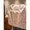 Cárdigan de Pijama con Estampado de Dibujos Animados Lindo para Mujer, Conjunto de Homewear de Otoño para Salir, Holgado, de Manga Larga y Pantalón Largo, Tallas Grandes