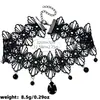 Joyería Transfronteriza Europea y Americana Gargantilla de Encaje Negro Colgante de Encaje para Clavícula Collar de Lujo Ligero de Gama Alta Gargantilla Gótica con Borla Hueca