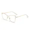 Armazones de Metal para Gafas de Moda Europeos y Americanos Transfronterizos con un Toque de Alta Gama, Lentes Lisos para Mujer, Armazones de Gafas Metálicos de Personalidad Modernos con Protección contra Luz Azul