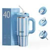 Taza de coche transfronteriza de 40 oz, taza de gran capacidad para mantener el frío, taza aislada con asa, taza de hielo para coche de acero inoxidable 304, personalizable