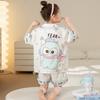 Pijamas Nuevos para Niñas 2025 Verano Seda de Hielo Manga Corta Delgados Moda Infantil para Niñas Ropa para el Hogar para Niños Medianos y Grandes al por Mayor