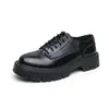 Zapatos de Cuero Gruesos Brillantes con Suela Gruesa para Hombres Estilo Británico Juvenil de Caña Baja Formal de Negocios Zapatos de Cuero Modernos con Cordones Zapatos para Novio
