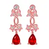 Pendientes Colgantes de Gema de Media Luna Doble de Temperamento Pendientes Colgantes con Forma de Flor de Zafiro Real Imitación