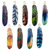 Suministro Exclusivo Transfronterizo de Pendientes DIY de Pluma Colorida Estampada Imitación de Aleación con Goteo de Aceite, Accesorios para Llaveros y Colgantes