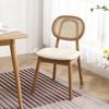Silla de comedor nórdica de madera maciza de ratán con respaldo para el hogar, sencilla, antigua, informal, para comedor, hogar, vintage, para sala de estar.