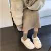 Sapatos Peludos Femininos Inverno Roupa Externa Celebridade da Internet Velcro Solado Grosso Loafers de Lã de Cordeiro Veludo Plus Sola Macia Sapatos Fofos de Fada