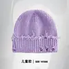 Gorro de Punto Desgastado de Moda Callejera Americana con Logo Personalizado, Gorro Redondo Cálido Hip-Hop Unisex para Hombres