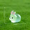 Paisagem em miniatura, criativa e fofa, figura de coelho rechonchudo que brilha no escuro, acessório de decoração de jardim de musgo DIY, pequeno enfeite