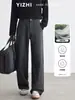 Calça Casual Plissada Wide-Leg Retro Yizhi 2026 Outono Masculina Caimento Boa Estrutura Solta Para o Trabalho Calça Longa Reta