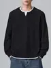 Camiseta de Manga Larga Falsa de Dos Piezas para Hombre Shanggu Principios de Otoño Cuello en V Pequeño Holgada Versátil para Viajar Textura Simple