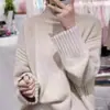 Nuevo Suéter de Punto Grueso de Cuello Alto Estilo Casual Holgado para Mujer Otoño/Invierno 2026, Suéter sin Mangas, Camisa Base de Longitud Media de Moda