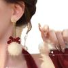 Novos brincos de laço de pelúcia 2024 corrente de floco de neve nicho retrô alto senso brincos de moda de Natal temperamento