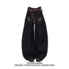 Pantalones vaqueros negros de pierna ancha y pierna recta con diseño de nicho, sueltos, hasta el suelo, de la marea, para mujer