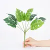 Plantas verdes artificiales, palma areca, hoja de monstera, plantas verdes de plástico, césped decorativo pequeño, ramo individual de flores artificiales, plantas en maceta, paisajismo de pared de plantas decorativas