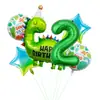 Nuevo Sombrero de Cumpleaños de Dibujos Animados Verdes Set de Globos de Papel de Aluminio de Dinosaurio Decoración de Fiesta de Cumpleaños para Niños