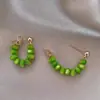 Oferta especial: Pendientes Elegantes y Sofisticados de Estilo Francés con Postes de Plata para Mujer, Diseño de Nicho Fresco Verde Estilo Bosque de Verano, Sencillos con Perlas