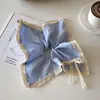 Pañuelo Cuadrado de Encaje a Cuadros Estilo Coreano para el Cabello, Lazo para el Cabello, Diadema Cuadrada Estilo Coreano para Peinados de Moño