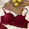 [Liquidação] Roupas Íntimas de Renda Sem Costura Outono e Inverno para Meninas Jovens, Meio Copo Push-Up para Seios Pequenos, Realçador e Modelador, Estilo Puro Desejo, Costas com Beleza Francesa