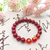 Pulsera de Cinabrio, Arena Dorada Púrpura, Pulsera de los Cinco Dioses de la Riqueza, Cuentas de Oración, Joyería de Cuentas, Estilo Nacional de Verano, Estilo Étnico, Pulsera Hecha a Mano