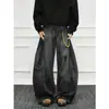Comércio Exterior Americano High Street Jeans Rasgado Desgastado Scimitar para Mulheres Calças Largas Retas Hip-Hop de Perna Larga Calças Foice