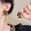 Pendientes Retro de Contraste con Estampado de Leopardo y Perlas para Mujer Otoño e Invierno Estilo Hong Kong Pendientes Elegantes de Gama Alta Pendientes Únicos y Hermosos de Nicho