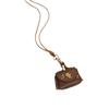 Moda Vintage Marrón Monedero Pequeño Collar Diseño Nicho Estilo Exquisito Elegante Cadena Larga de Lana Accesorios para Mujer