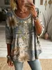 2026 Moda Femenina Europea y Americana Estilo Transfronterizo Único Casual Patchwork Encaje Cuello Redondo Top Vintage para Verano