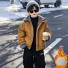 Ropa de Invierno para Niños Chaqueta con Forro de Terciopelo 2026 Nueva Elegante para Niños Medianos y Grandes Chaqueta Gruesa con Solapa Estilo Otoño e Invierno Top