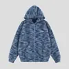Jaqueta Suéter com Capuz Design Listrado Estilo Chinês para Homens e Mulheres, Outono e Inverno Solta Casual Tricô Tie-Dye Cardigan Top