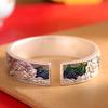 Pulseira de prata com pé prateado 9999, pulseira azul pega em chamas, versão aberta de palavras auspiciosas, pulseira feminina literária retrô de moda nacional
