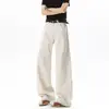 Calça jeans masculina, casual, grossa, com caimento fluido, lavada, calça de trabalho de corte reto, marca da moda, corte solto, estilo de verão, estilo americano vintage