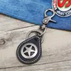 Chaveiro de Carro Masculino de Couro Decorativo Estrela de Cinco Pontas em Liga Criativa e Personalizada, Acessório de Bolsa Tendência Quente de Venda Transfronteiriça
