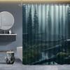 Suministro directo de fábrica cortina de ducha con paisaje natural de bosque árbol verde paisaje impresión 3D cortina de baño