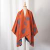 Novo Xale de Malha Outono e Inverno, Manto Jacquard Folha de Ginkgo de Alta Qualidade com Barra Dividida, Xale da Amazon para Mulheres