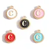 Acessórios para joias DIY pulseira de renda esmaltada dupla face brincos pequenos pingentes esmaltados 26 letras inglesas liga