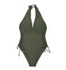 Nuevo Traje de Baño Ins para Mujer de Corea del Sur Sexy Escote en V Profundo con Tirantes Push-up Cubre Vientre Adelgazante Color Sólido Bikini Siamese Conservador