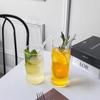 Copo de bambu transparente criativo para uso doméstico com alto teor de borosilicato, resistente ao calor, copo de água, suco de frutas, gelo, estilo americano, matcha latte, xícara de café