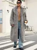 CI Europa Otoño/Invierno Nuevo Abrigo de Lana con Solapa de Piel Sintética para Hombre Abrigo Ultra Largo Estilo Callejero de Borrego Sintético