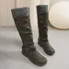 Botas Martin de caña alta de Amazon para comercio exterior talla grande para mujer otoño e invierno nuevas tacón cuadrado cremallera lateral botas de punto europeas y americanas para mujer