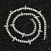 Collar Hip-Hop Rap Pantera Negra Mismo Estilo Trendy para Hombre Diamante Completo Cadena Lanosa Fila Sencilla Cadena Tenis Nicho Lujo Ligero Cadena Clavícula
