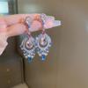 Pendientes de plata con forma de aguja, de estilo antiguo, con flores de diamantes y perlas, personalizados, de lujo, ligeros y de alta calidad.